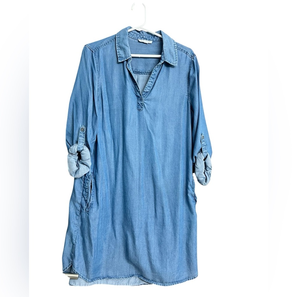 beachlunchlounge Light Wash Denim‎ Tunic Shirt Dress Size Medium